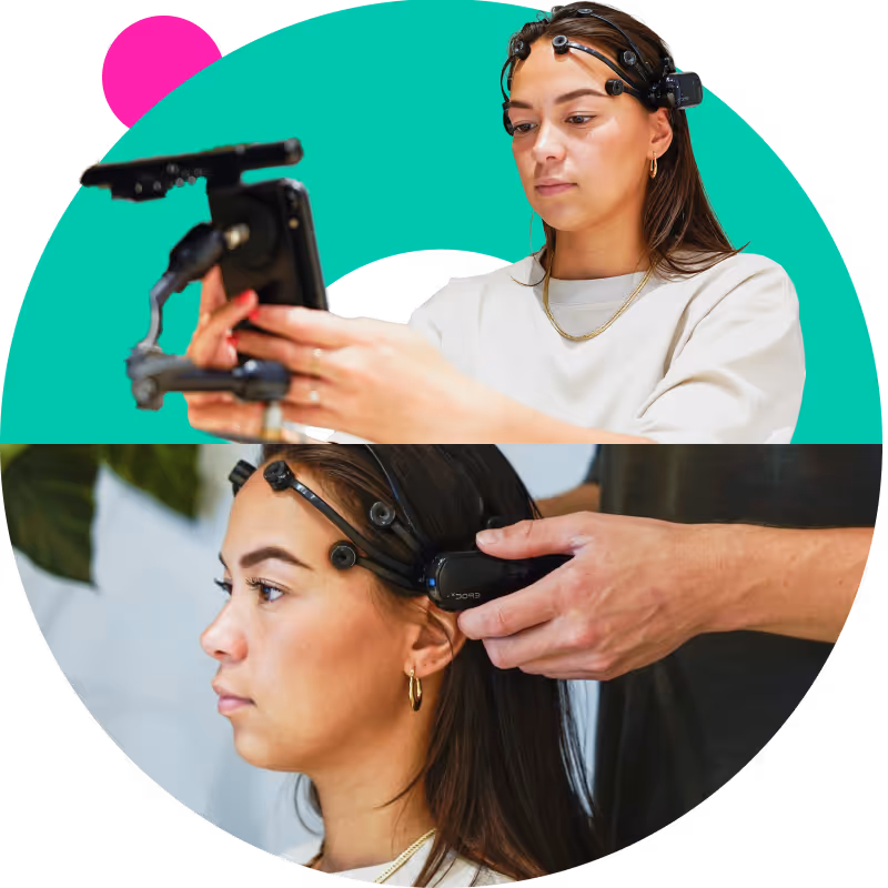 Deelnemer doet mee aan Neuro UX onderzoek met EEG headset